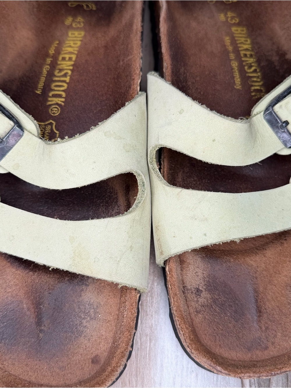 Birkenstock Ibiza Two Strap Light Green Mens Leather Sandals Sz US 10 / EUR 43 - Picture 4 of 9